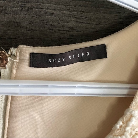 SUZY Shier Size Large Cream Lace Crochet Front Dress - Picture 4 of 5